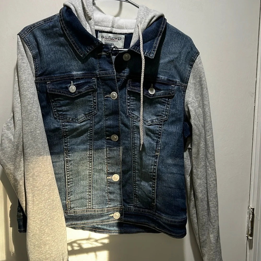 Denim jacket with hoodie. - Picture 1 of 3